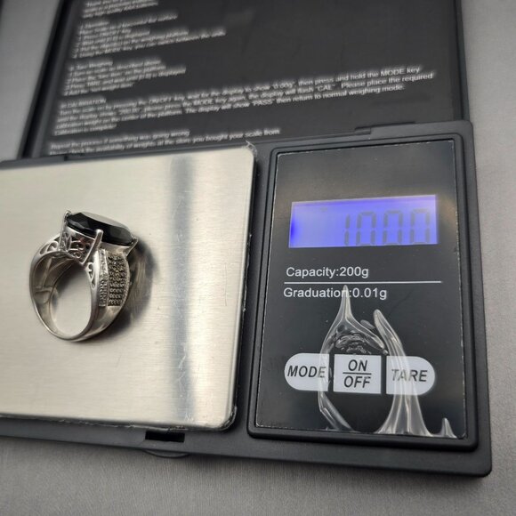 STS Sterling Silver Black Spinel Cathedral Ring Size 8 Ornate Filigree 10g - Picture 14 of 16